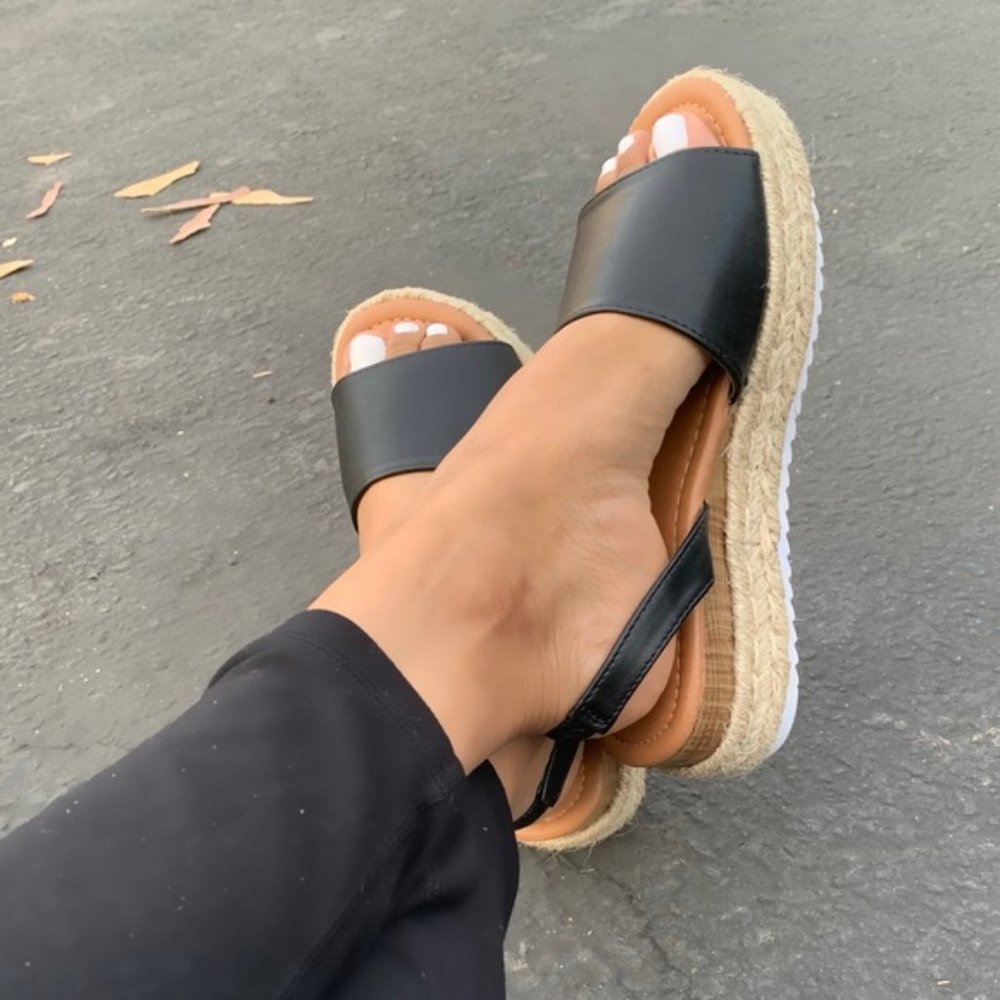 Last PAIR sz 8!✔️NIb❤️NEW Black Sling Espadrille - Picture 2 of 5